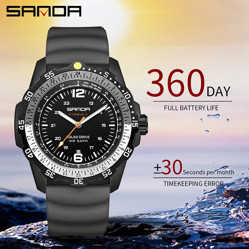 Solar Powered Watch - SANDA Luxury New Men's Solar-powered Watch