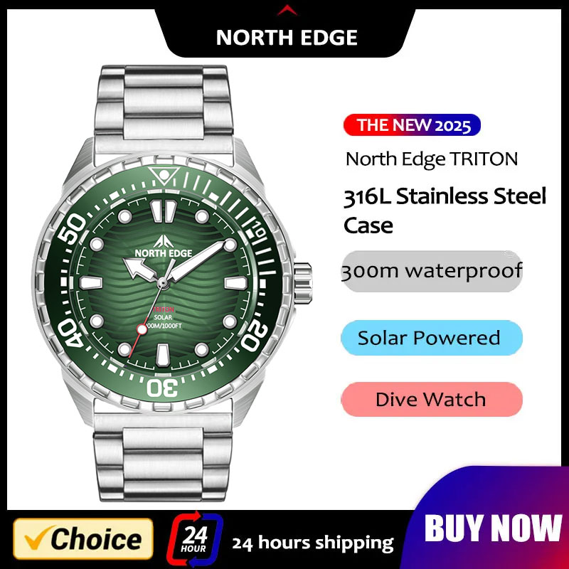 Solar Powered Watch - 2026 New NORTH EDGE TRITON Solar