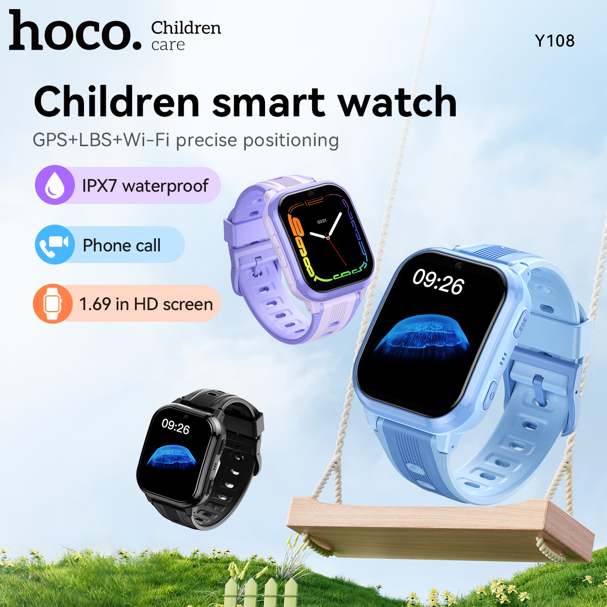 Smartwatch Digital Watches For Kids - HOCO Y108 1.69inch HD LCD Curved