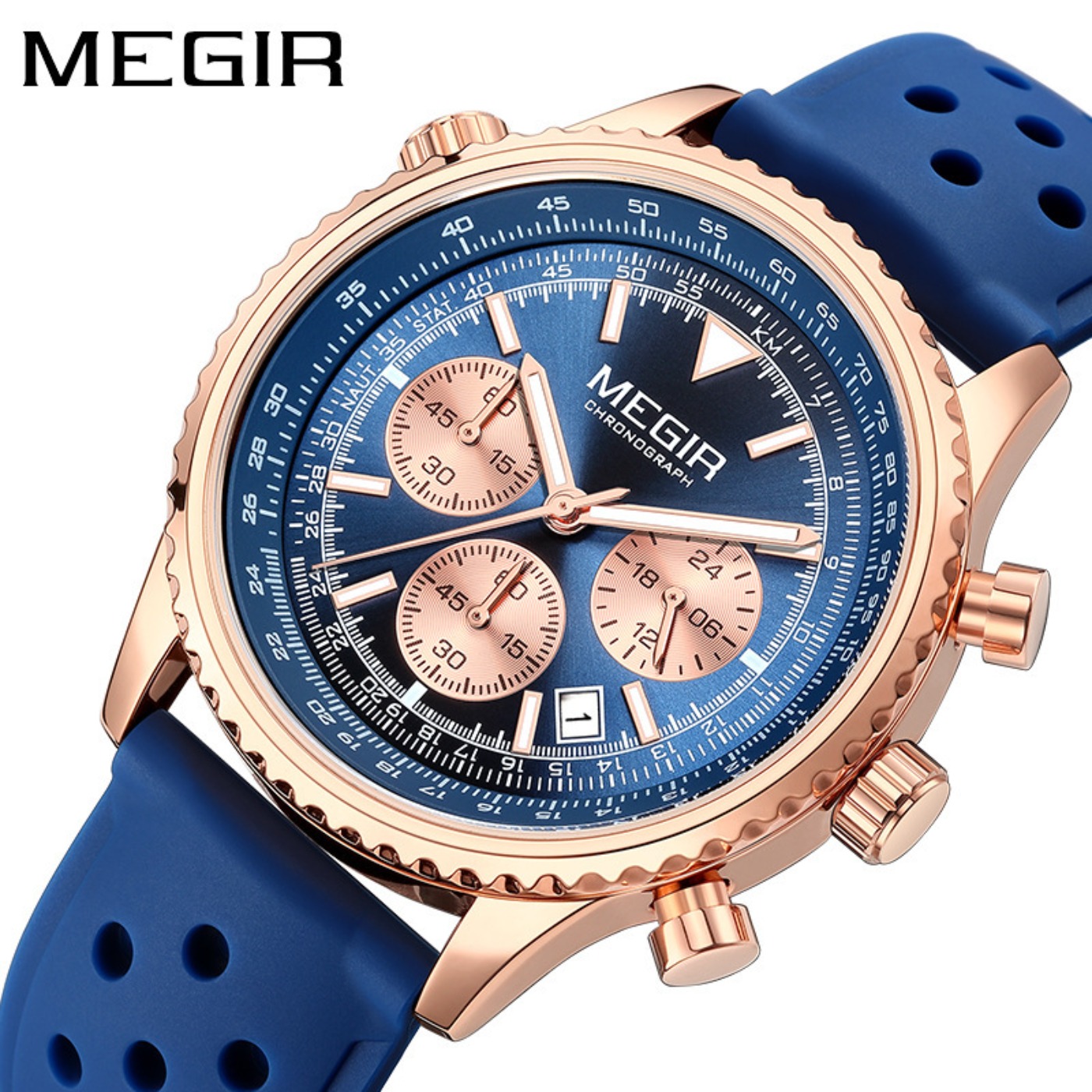 MEGIR Silver Black Quartz Watc - đánh giá và giá Chronograph Sport Watch