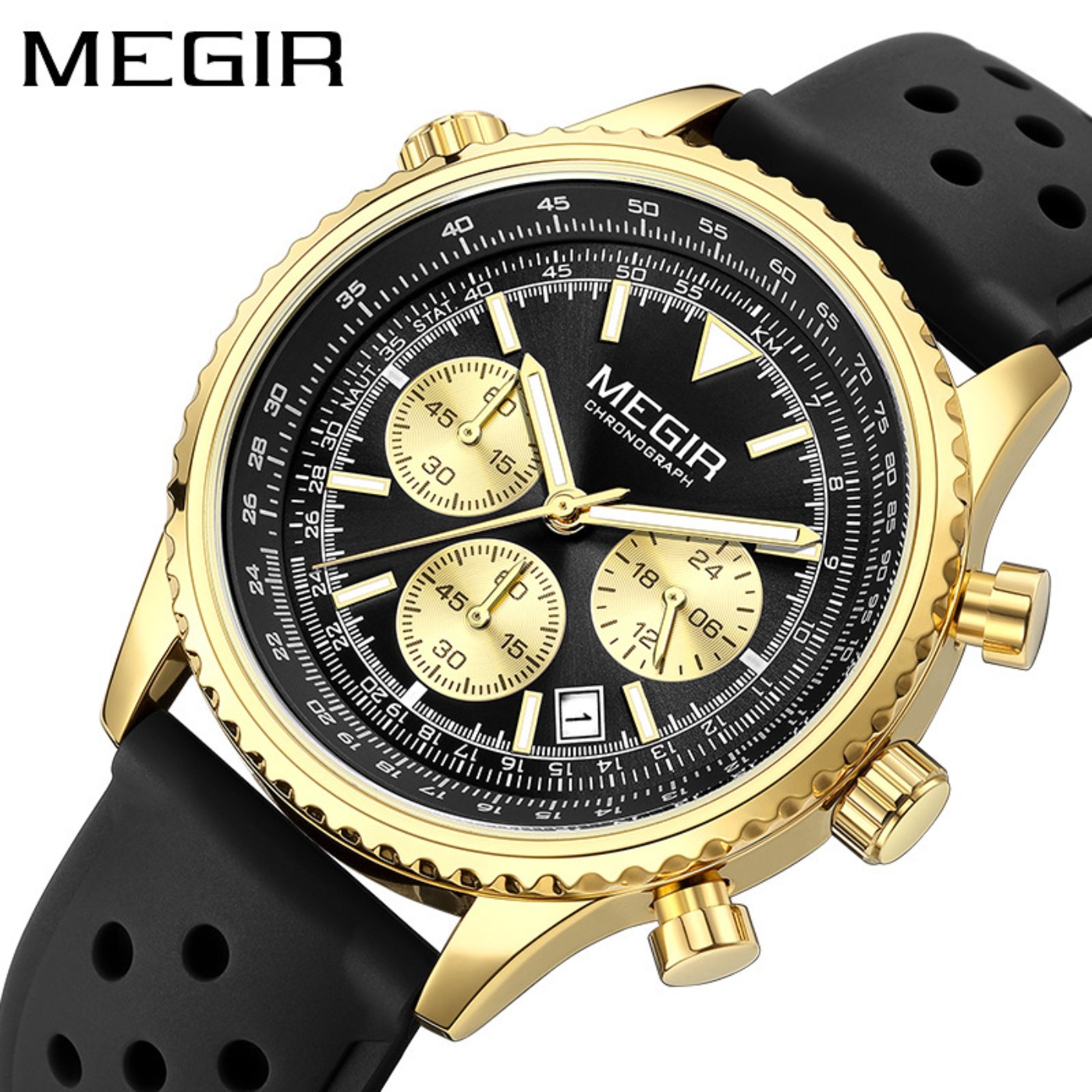 MEGIR Silver Black Quartz Watc - đánh giá và giá Chronograph Sport Watch