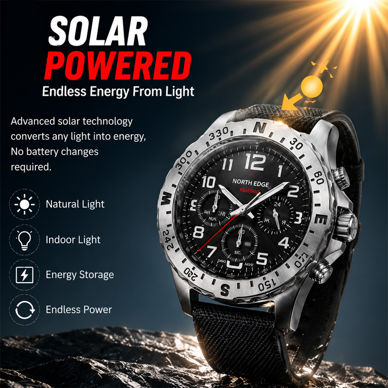 NORTH EDGE MACH 2 Men's Watche - đánh giá và giá Solar Powered Watch