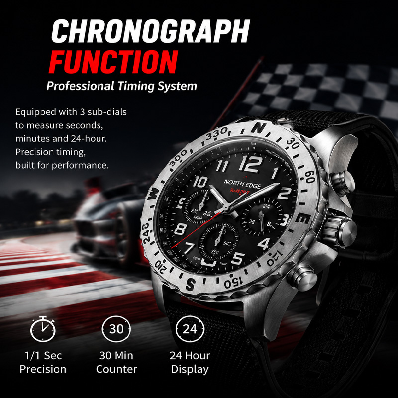 NORTH EDGE MACH 2 Men's Watche - đánh giá và giá Solar Powered Watch