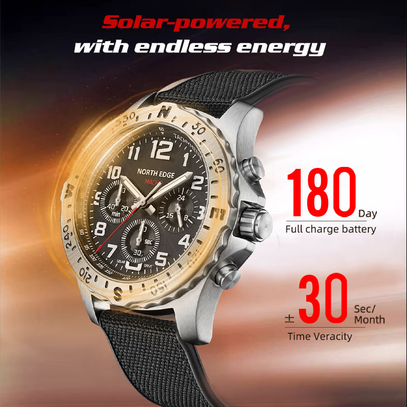 NORTH EDGE MACH 2 Men's Watche - đánh giá và giá Solar Powered Watch