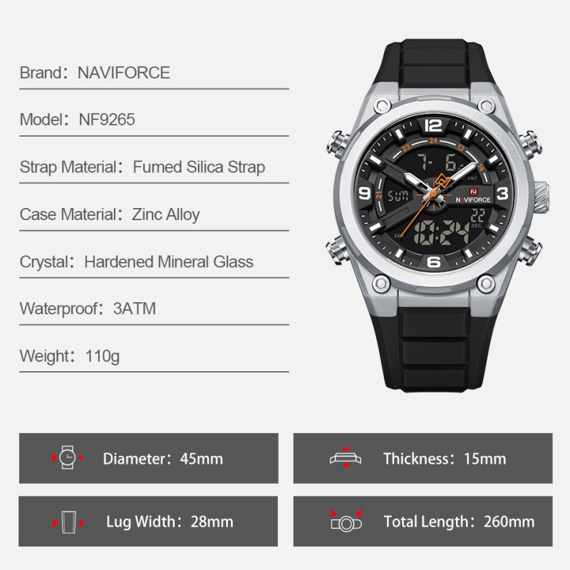 NAVIFORCE Men's Watch Dual Dis - đánh giá và giá Analog Quartz Watch