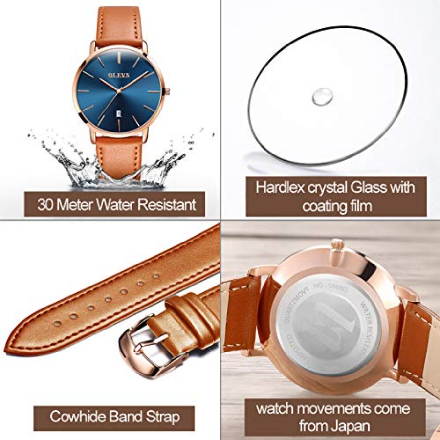 OLEVS Men Leather Watches Blac - đánh giá và giá Smartwatch Watches For Men Digital